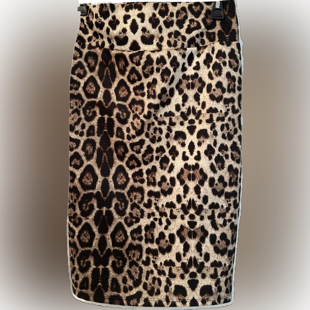 Leopard Print Pencil Skirt - Brown Multi